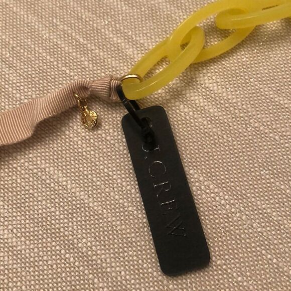 J. Crew Acetate and Grosgrain Ribbon Statement Necklace Yellow - Picture 2 of 3